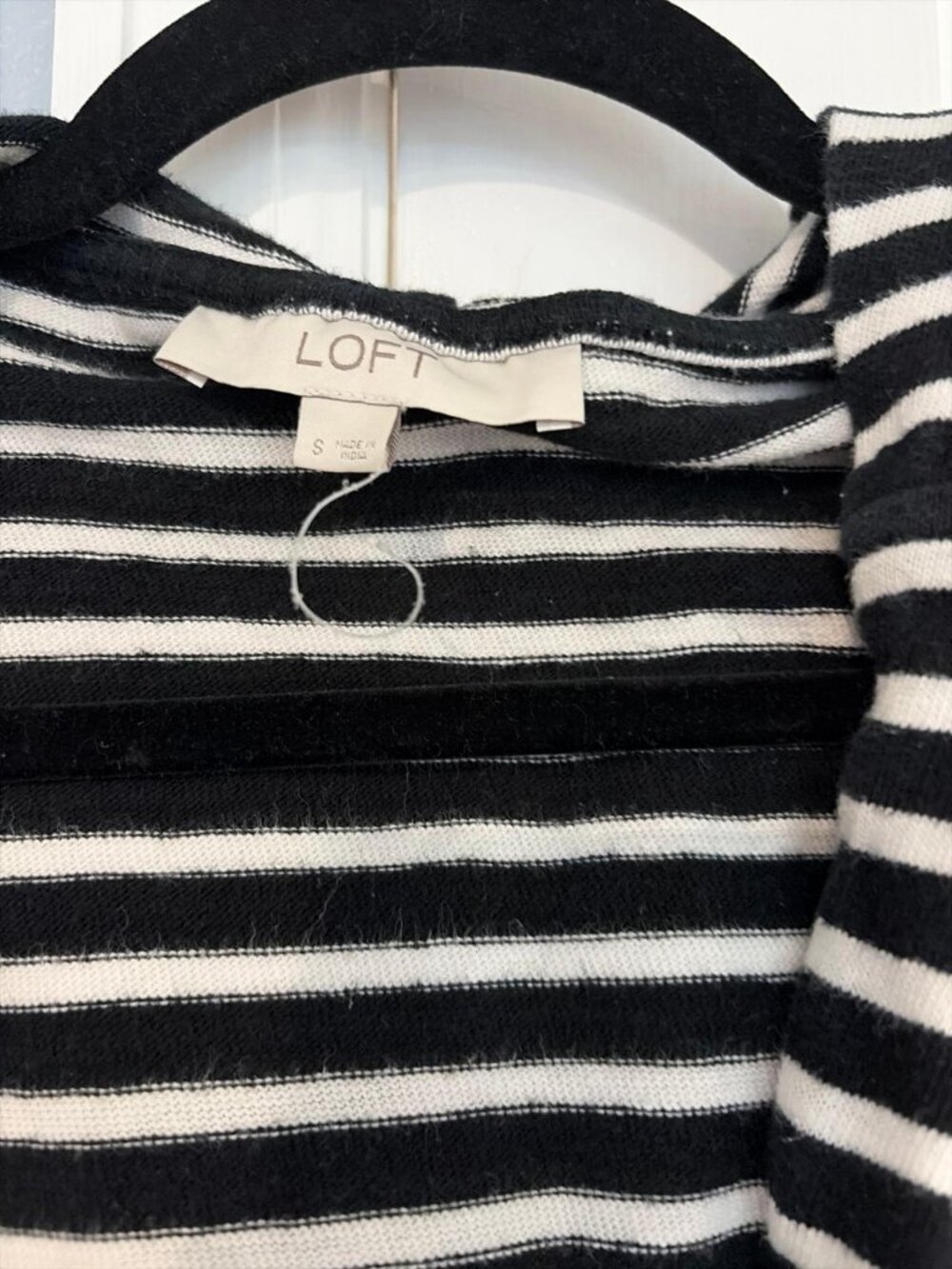 White Striped Open Front Cardigan_